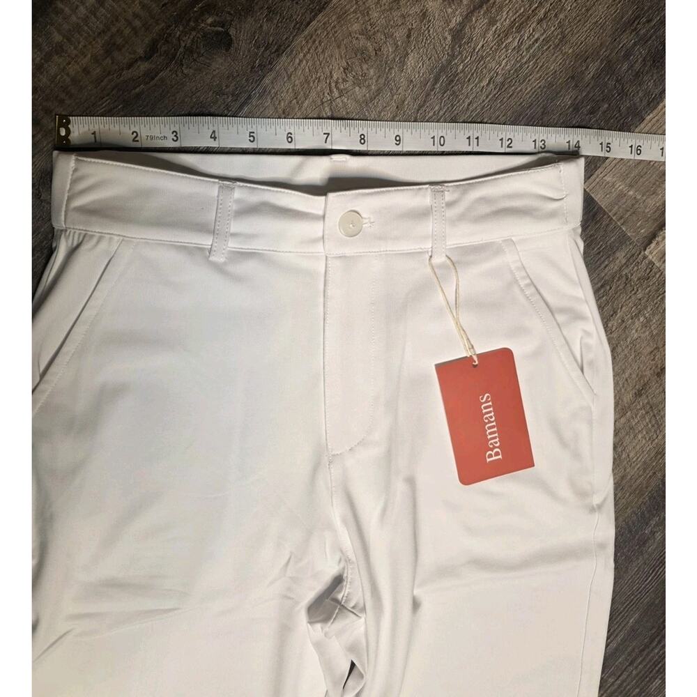 Bamans Women's Dress Pants Size M 8-10 White Stretch Ankle Work Office NWT - Picture 2 of 6